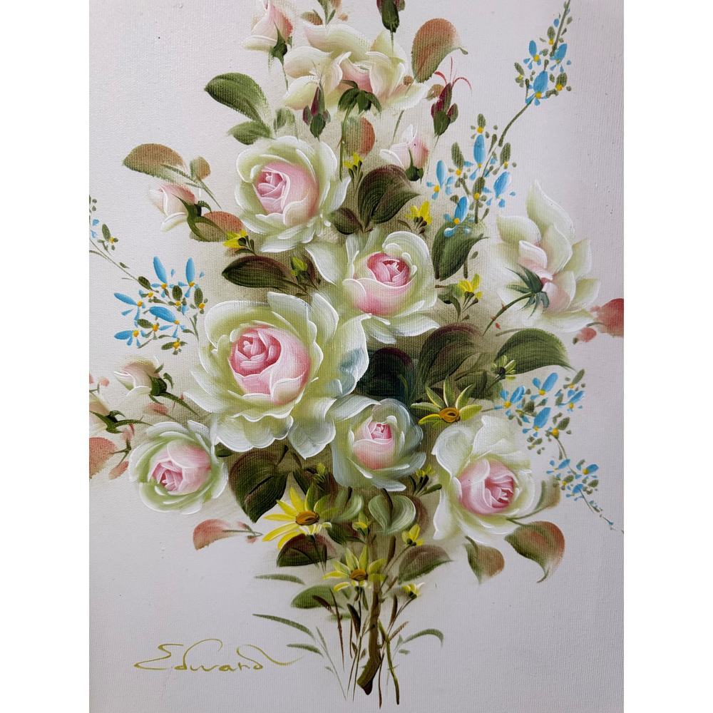 Edward 81093 Original Floral Oil Painting Professionally Stretched and Framed - Picture 3 of 8